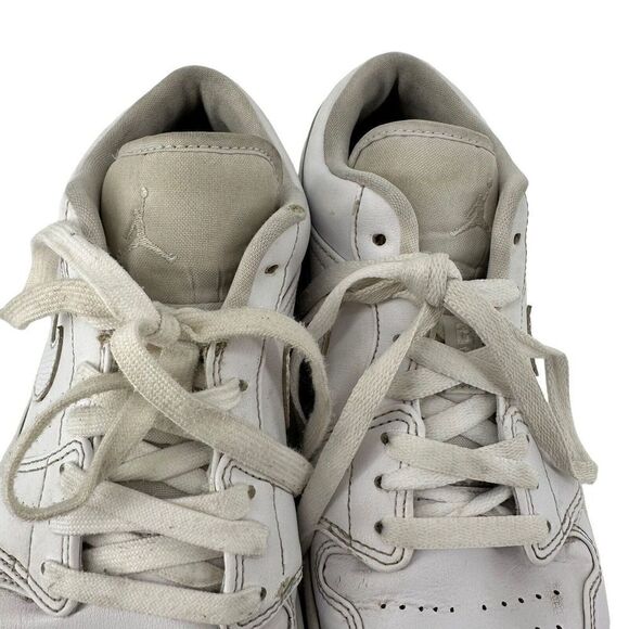 Nike Air Jordan 1 Low Triple White Sneakers Women Size 9 Lace Up Trainer Classic - Picture 4 of 15